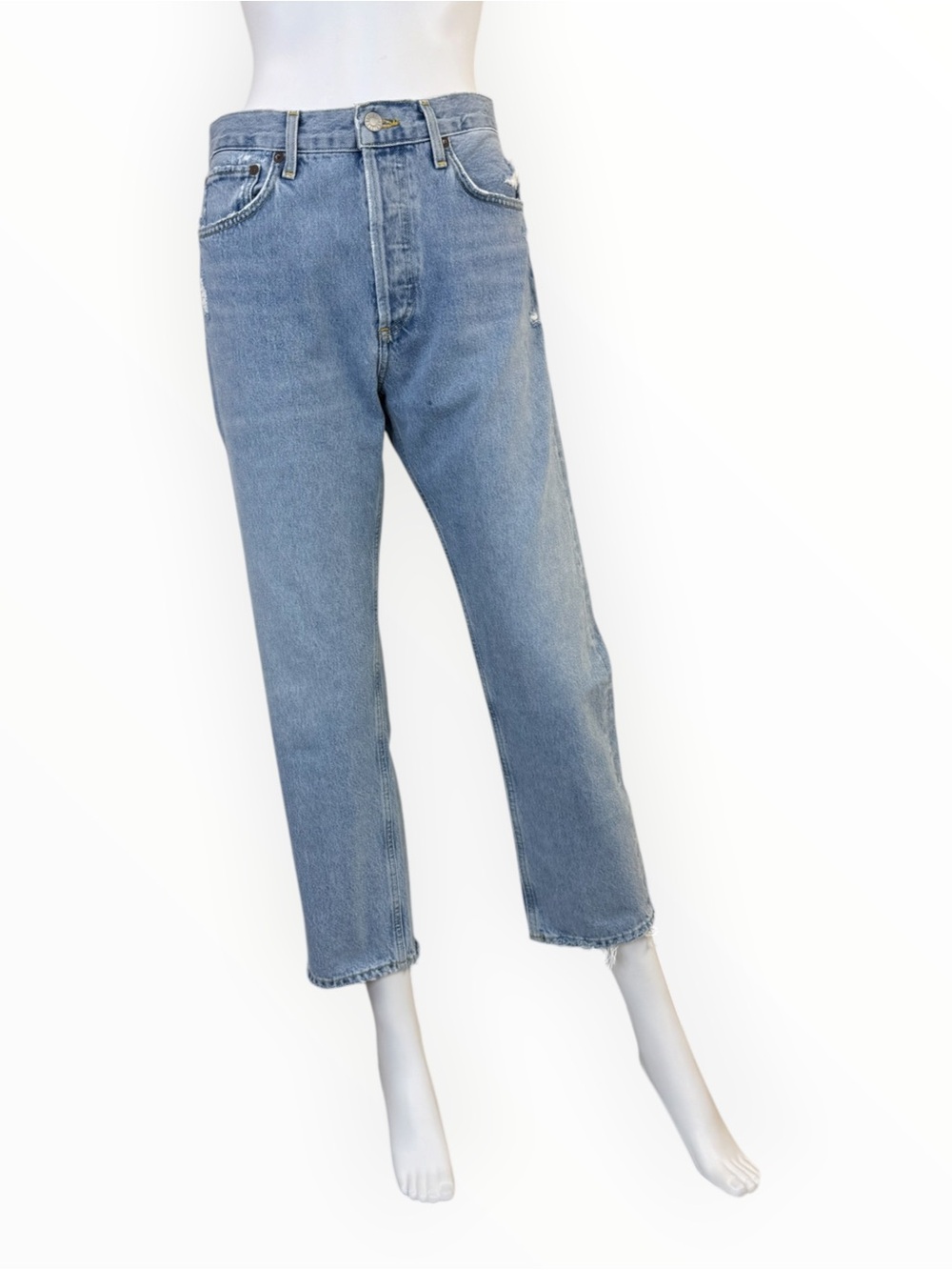 AGOLDE Light Blue Distressed Denim Parker Jeans Size 28 Q1031
